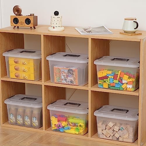 Citylife 6 Packs 8.5 QT Storage Bins with Lids Clear Plastic Bins with Grey Handle Stackable Storage Containers for Organizing - Image 3
