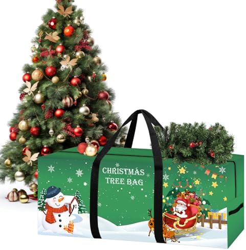 Christmas Tree Storage Bag 7.5 Ft Large Christmas Tree Bag with Reinforced Handles & Dual Zippers Wide Opening, Heavy Duty Oxford Fabric Xmas Ornament Storage Box Protects From Moisture, Dust (Green) - Image 7