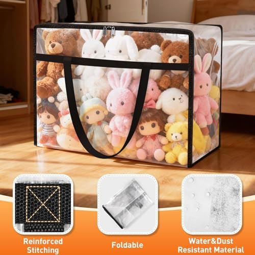 6 Packs 40L Clear Under Bed Storage Containers, Large Clothes Storage Bags - Image 3