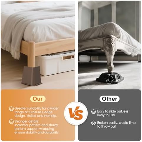 MYMULIKE Bed Risers Heavy Duty, Oversized Furniture Risers, Support Up to 6000 Lbs, Lift 8 inch for Couch, Sofa, Table,Chair (Dark Brown 4 Pack, 8 inch) - Image 4