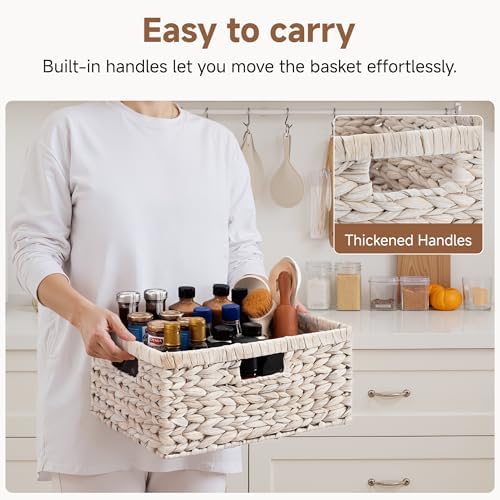 StorageWorks Pantry Baskets, Water Hyacinth White Wicker Baskets, 1-Pack - Image 3