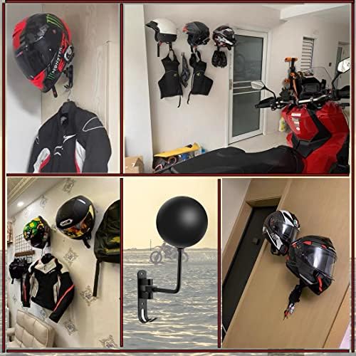 SANGMO 3 Pack 180° Motorcycle Helmet Rack, Rotation Metal Helmet Holder Wall Mount, Helmet Holder Bike with 2 Hooks Helmet Hanger for Motorcycle Bike Coats, Caps, Baseballs, Rugby Helmet(3 Pack) - Image 4