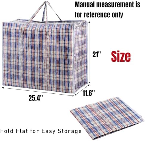 Hiceeden 9 Pack 108L Checkered Moving Storage Bags, Extra Large Travel Plaid Bag Alternative to Moving Boxes, Dorm Laundry Tote Organizer with Zipper and Handle for Clothes, Bedding, Red/Blue/Black - Image 2