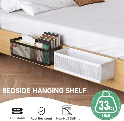 Bedside Caddy Shelf for Bunk Bed, White, L13.78in*W5.12in*H3.94in - Image 3