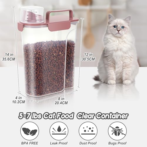 LEAWALK Cat Dog Pet Food Storage Container 5-7Lbs BPA-free (Pink, 5L-1pack) - Image 2