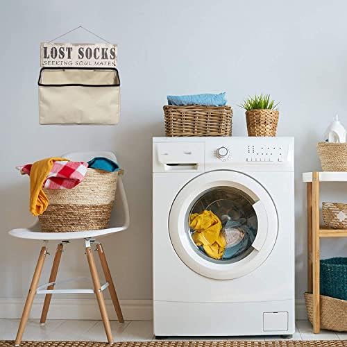 Maida Laundry Room Wall Décor Accessories Canvas Bag Basket Lost socks Funny Wood Sign Organization - Image 2