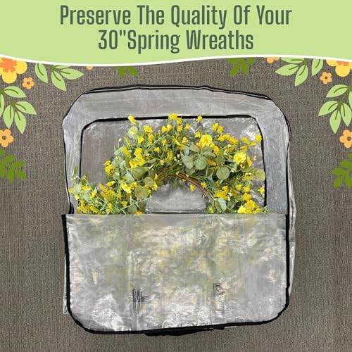 VENO 4 Pack Summer Wreath Storage Bag, Spring, Christmas Decoration Garland Container, 30 Inch Clear Door Wreath Organizers, Moving Boxes, Packing Supplies for College (Square - 4 Pack) - Image 6