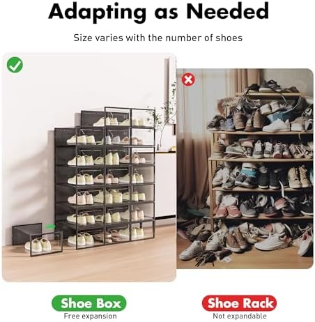 Foluck 15 Pack Shoe Storage Organizer Box Container Clear Plastic Stackable - Image 4