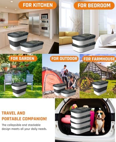 HOYTAMDAR 35lbs Collapsible Dog Food Storage Container,Rolling Wheels - Image 7