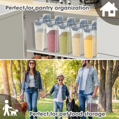 Airtight 10 Lbs Rice Storage Container Pet Dog Cat Food Holder 5 Lbs - Grey - Image 3