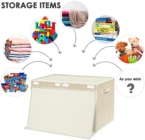 Large Toy Box Chest Storage with Lid - Collapsible Kids Toys Boxes Organizer Bins Baskets with Handles for Boys, Girls, Nursery, Playroom, Clothes, Blanket, Bedroom(Beige) - Image 3