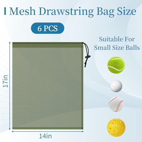 6 Pack Mesh Drawstring Bags with Lock, 14x17 for Gym, Beach, Laundry - Image 2