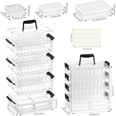 Stackable Bead Storage Organizer, 88 Small Plastic Containers with Lids, 4-Layer Clear Bead Organizer Box, 3 Sizes, Portable, for Jewelry and Crafts - Image 3