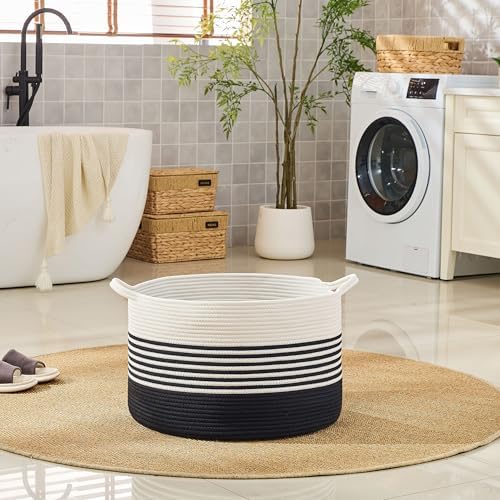 KAKAMAY Large Blanket Basket with Handles, Storage Basket for Living Room - Image 6