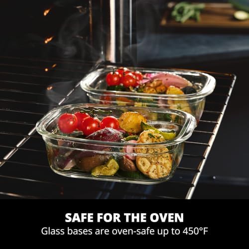 Rubbermaid Brilliance Glass Food Storage set of 4 containers 8 total pieces (4 containers + 4 lids) for Lunch Meal Prep and Leftovers Dishwasher and Oven Safe Clear/Grey - Image 2