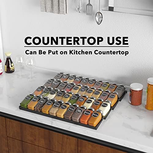 SpaceAid Spice Drawer Organizer with 40 Spice Jars, 386 Spice Labels, 4 Tier Seasoning Rack Tray Insert for Kitchen Drawers, 18.5" Wide x 17.5" Deep - Image 6