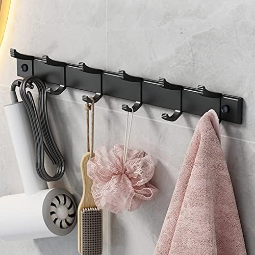 Coat Rack Wall Mount 2 Pcs,Black Wall Coat Rack with 6 Movable Hooks 42.5cm - Image 2