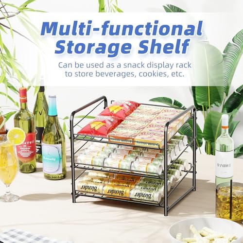 Simple Trending Can Rack Organizer, Stackable Can Storage Dispenser Holds up to 36 Cans for Kitchen Cabinet or Pantry, Black - Image 4