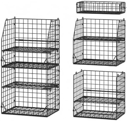 Jakyitvi 5-Tier Stackable Closet Organizers and Storage with Small Basket for Hats,Closet Storage Basket with Adjustable Dividers and 4 hooks,Clothes Shelf Bins for Closet Organizer System,Black by Jakyitvi