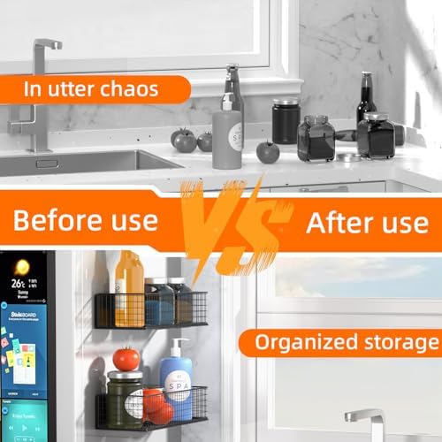 2Pack Magnetic Basket Organizer Holder for Fridge Magnetic Storage Bin Box Containers for Refrigerator Whiteboard Classroom - Image 6