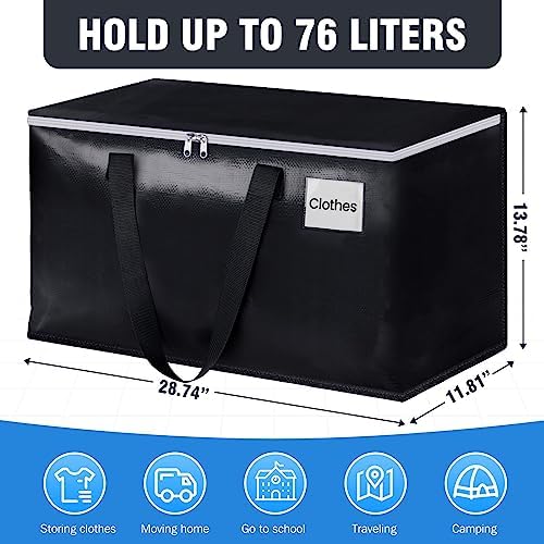 Heavy Duty Moving Bags, Extra Large Storage Bags, 76L, 10-Pack, Black - Image 2