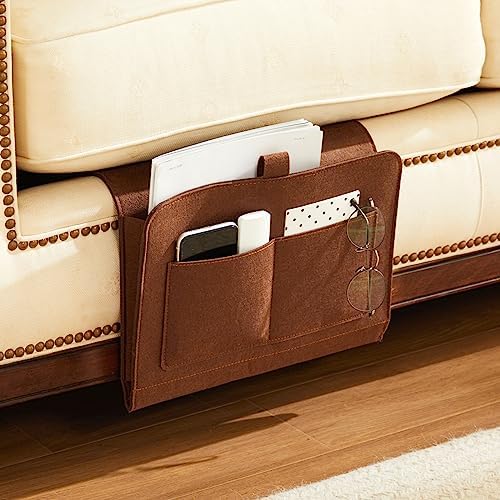 YOUDENOVA Bedside Caddy, Bedside Organizer for Dorm Room, Bunk Bed, Brown - Image 2