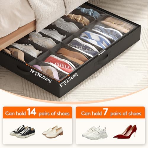 Lifewit Under Bed Shoe Storage Organizer Container, 1 Pack(14 Shoes Cells) - Image 4