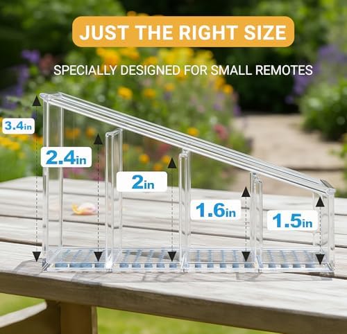 Clear TV Remote Control Holder, PET Remote Caddy with 4 Compartments, Mini Desktop Organizer for Remotes, Pens, Office Desk and Bedside - Image 2