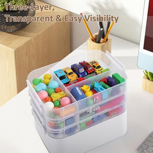 Gifhomfix 4-Layer Plastic Craft Organizers and Storage Box with Removable Trays, Storage Containers with lids and Handle, Art Supply Storage Organizer for Organizing Bead, Sewing, Tool - Image 6