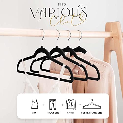 HOUSE DAY Black Velvet Hangers 40 Pack, Non Slip Clothes Felt Hanger - Image 3