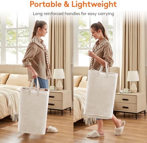 Lifewit 80L Large Laundry Baskets, Laundry Hampers Bags, 1 Pack, Beige - Image 4