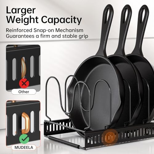 MUDEELA Expandable Pot Pan Lid Organizers inside Cabinet, 10 Divider 2-Pack - Image 4