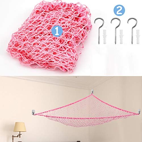 Stuffed Animal Hammock, Toy Hammock Net, LXUNYI Wall Corner Mesh Toy Net Giant Baby Kids Children Stuff animals Hammocks Storage Hanging Net Organizer (Rose, 84 inch) - Image 6