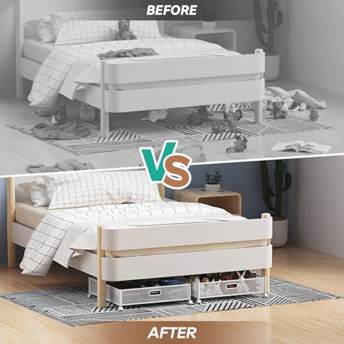PHINOX Under Bed Storage with Wheels & Handle,Metal,Large,4 Pack,White - Image 6