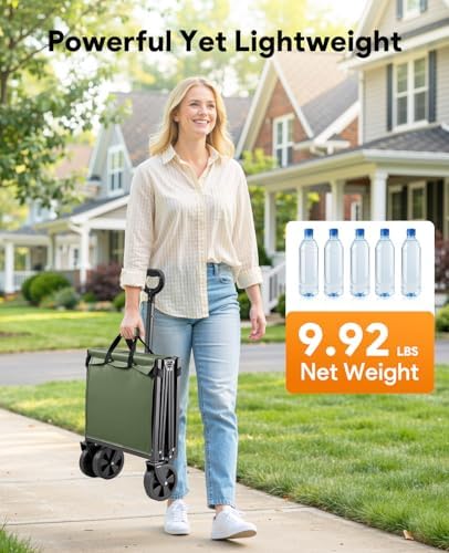 Collapsible Wagon Cart with Wheels, 330LBS for Grocery Shopping Camping - Image 5