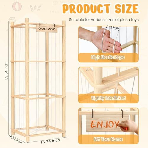 Woodure Stuffed Animal Storage & Organizer, Wooden Toy Holder Zoo for Kids - Image 4