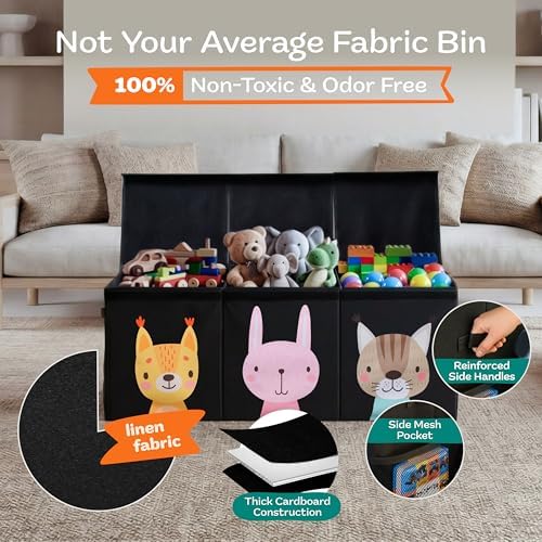 SoftOwl Extra Large Toy Storage Organizer with Lid - Sturdy, Collapsible Toy Chest Storage Box with Cute Design - Toys Bin with Dividers for Kids, Boys, Girls, Nursery, Bedroom, Play room 37"x16"x14" - Image 4