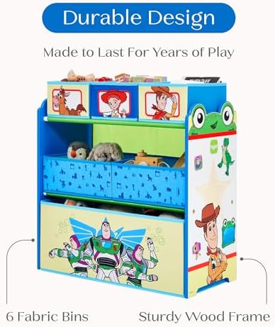 Delta Children - Toy Story Design & Store 6 Bin Toy Storage Organizer - Greenguard Gold Certified, Blue - Image 7