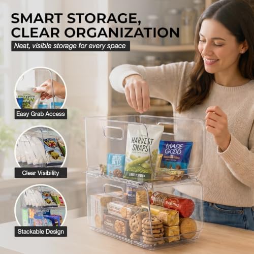 ClearSpace Stackable Storage Bins, Front Pantry Organizer, Medium, 4 Pack - Image 3