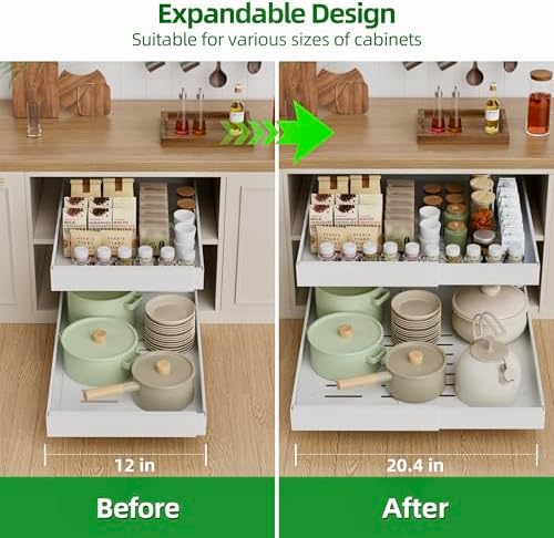 PAKETA 2 Pack Expandable Pull Out Cabinet Organizer,21" Deep - Image 4