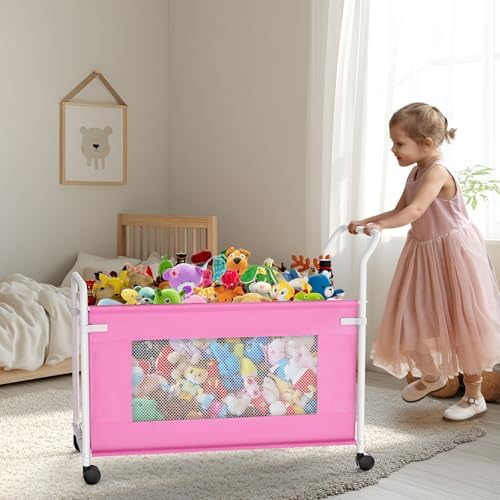 KEEGH Extra Large Toy Box for Kids, Heavy Duty Toy Storage Organizer, Pink - Image 3