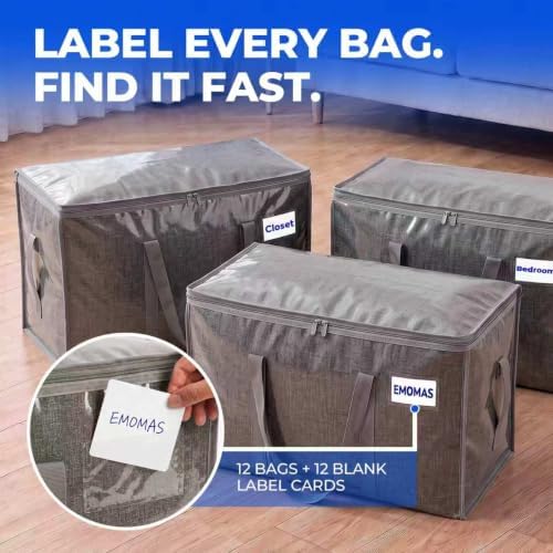 12 Pack Heavy Duty Moving Bags, Extra Large with Handles, Gray - Image 6