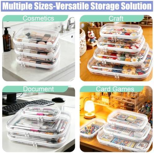 6 Pack Clear Hard Shell Zipper Cases, Makeup Bags, 3 Size 2L+2M+2S - Image 4