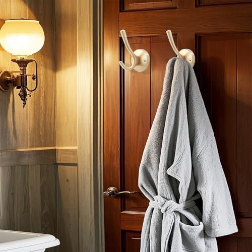 TOFIIGREM Gold Wall Hooks, 5 Pack Coat Robe Hook Heavy Duty Metal Double Bath Hook Wall Mounted, Hand Towel Hooks for Cubicle Bathroom Kitchen Closet Garage - Image 6