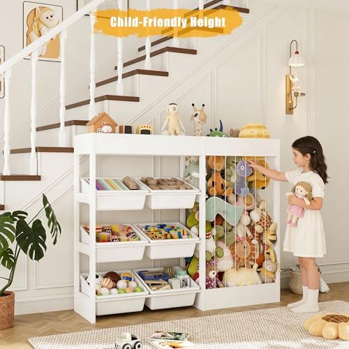 VontinT 2Pcs 50.6" W Toy Organizer with Stuffed Animal Storage&Bins, Wooden - Image 5