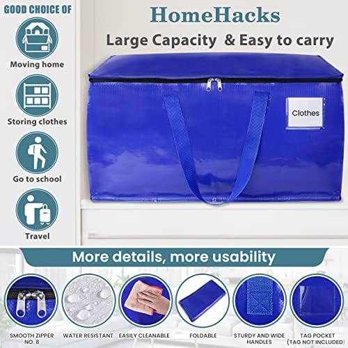 HomeHacks Moving Bags, 125L-6 Pack Heavy Duty Moving Totes - Image 3