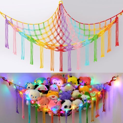 Basumee Stuffed Animals Hammock with LED Light Corner Net, Girls Room Decor by Basumee