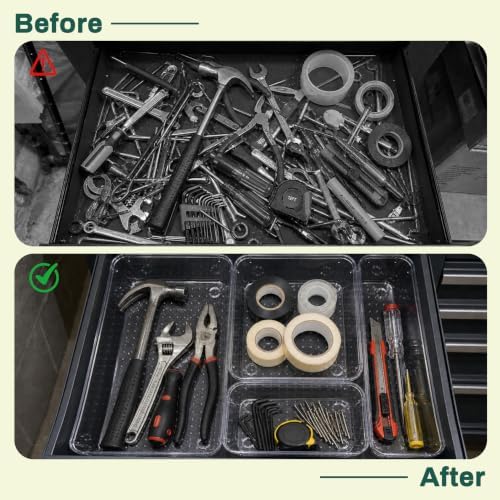 10 PCS Clear Plastic Drawer Organizers Set Storage Trays - Image 6