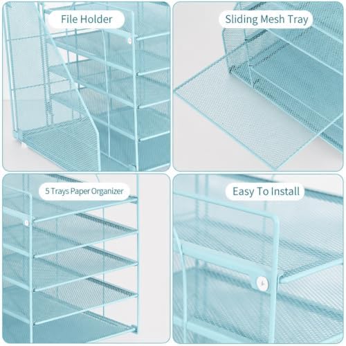 LEKETREE Desk Organizers and Accessories, 5-Tier Paper Letter Tray - Image 4