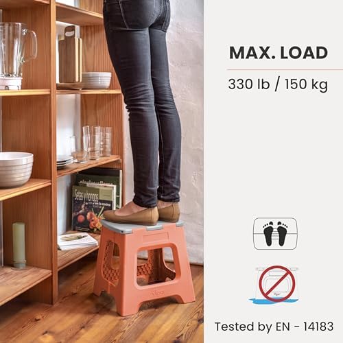 Vigar Compact Folding Step Stool, 12-1/2 in, Orange - Image 5